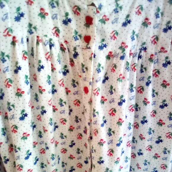 Womens Lanz Of Salzburg  Cottagecore flannel nightgown Heart Buttons Size S - Picture 6 of 16